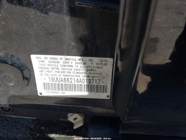 45467948 :رقم المزاد ، 19UUA66214A019717 vin ، 2004 Acura Tl مزاد بيع