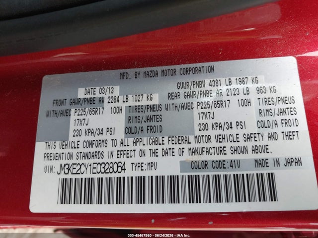 JM3KE2CY1E0328064 Mazda Cx-5 Touring