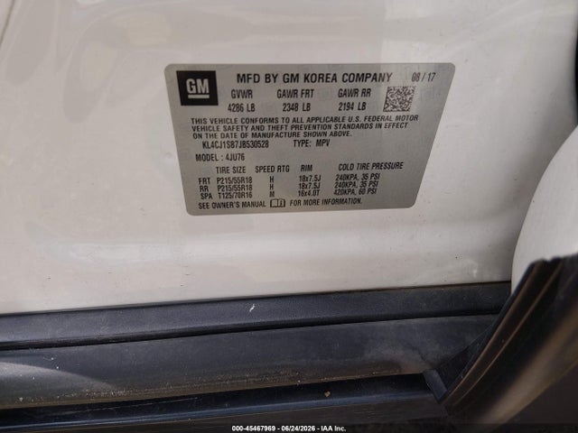 Продажа на аукционе авто 2018 Buick Encore Sport Touring, vin: KL4CJ1SB7JB530528, номер лота: 45467969