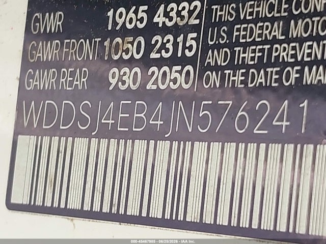WDDSJ4EB4JN576241 Mercedes-Benz CLA 250