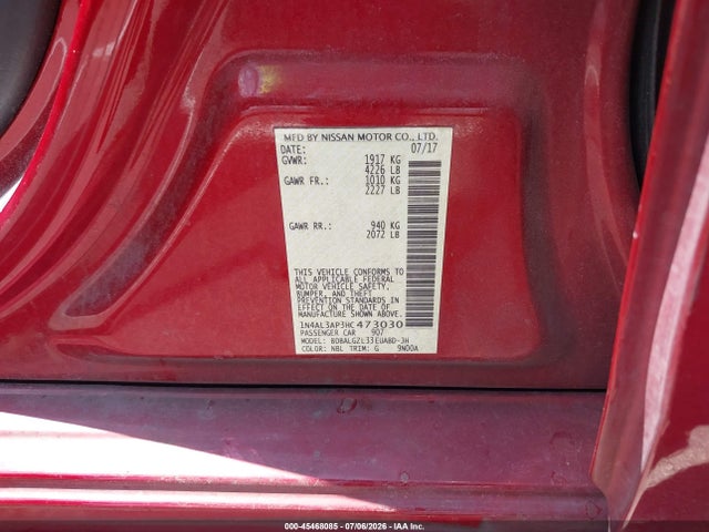 Aukcja sprzedaży 2017 Nissan Altima 2.5 S, vin: 1N4AL3AP3HC473030, numer aukcji: 45468085