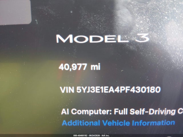 45468192 :رقم المزاد ، 5YJ3E1EA4PF430180 vin ، 2023 Tesla Model 3 Rear-wheel Drive مزاد بيع