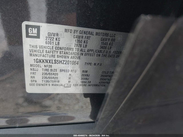 Продаж на аукціоні авто 2017 Gmc Acadia Denali, vin: 1GKKNXLS5HZ201064, номер лоту: 45468274