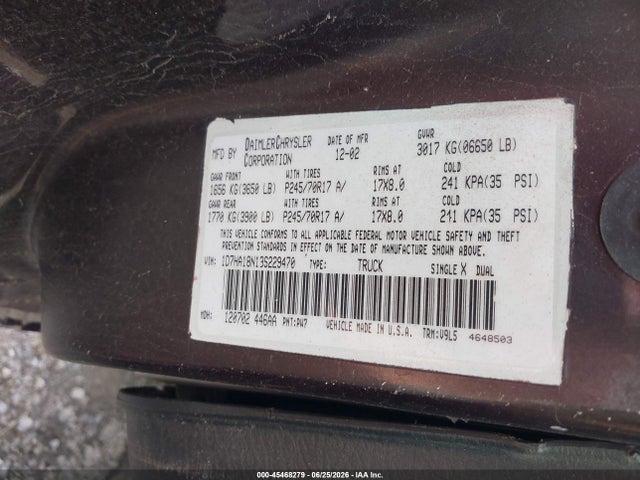 Aukcja sprzedaży 2005 Dodge Ram 2500 Slt/laramie, vin: 3D7KS28C15G721854, numer aukcji: 45468279