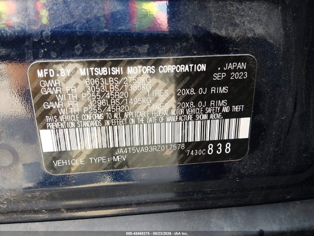 2024 Mitsubishi Outlander Phev Se S-awc მანქანა იყიდება აუქციონზე, vin: JA4T5VA93RZ017578, აუქციონის ნომერი: 45468375