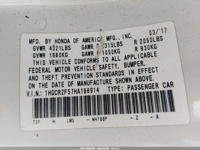 1HGCR2F57HA188914 Honda Accord Sport