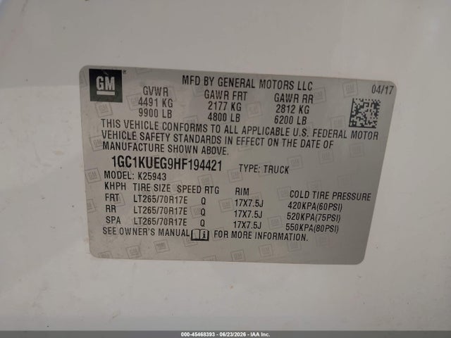 1GC1KUEG9HF194421 Chevrolet Silverado 2500hd Work Truck