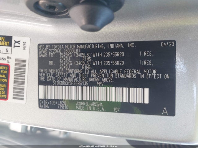 5TDXBRCH5PS586135 Toyota Highlander Hybrid Limited
