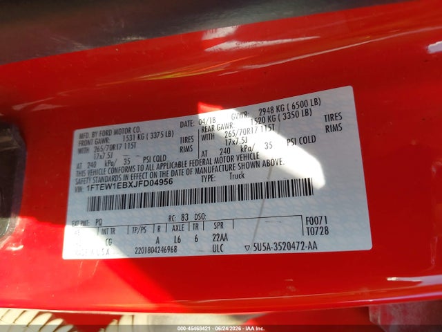 1FTEW1EBXJFD04956 Ford F-150 Xl/xlt