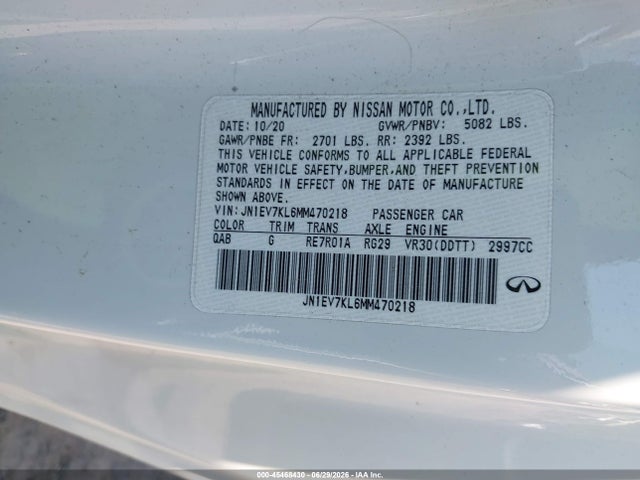 Продаж на аукціоні авто 2021 Infiniti Q60 Luxe Awd, vin: JN1EV7KL6MM470218, номер лоту: 45468430