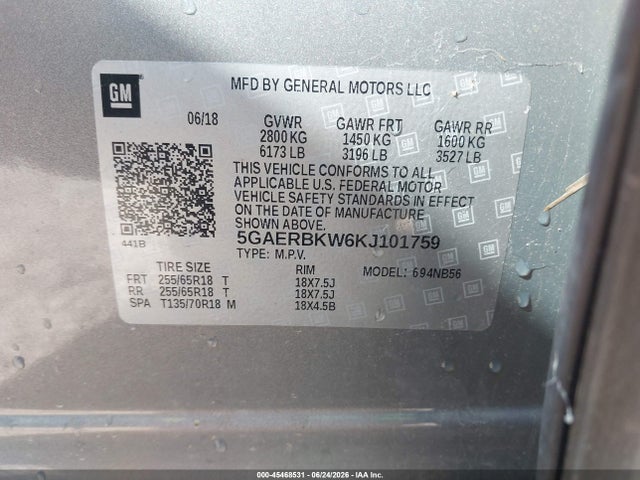 Продажа на аукционе авто 2019 Buick Enclave Fwd Essence, vin: 5GAERBKW6KJ101759, номер лота: 45468531