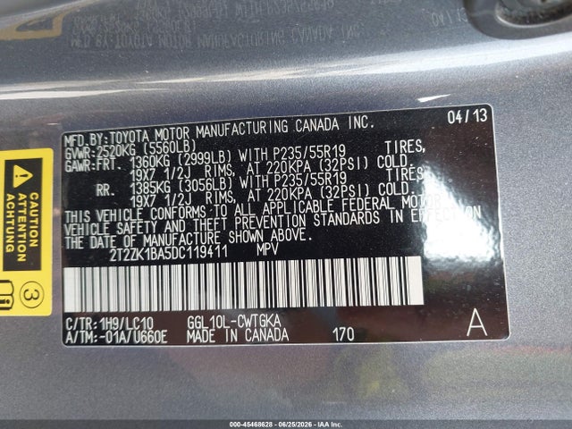 Продаж на аукціоні авто 2013 Lexus Rx 350, vin: 2T2ZK1BA5DC119411, номер лоту: 45468628