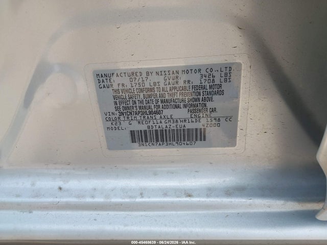 Nissan Versa 1.6 S+ 2017 3N1CN7AP3HL904607 Image 9
