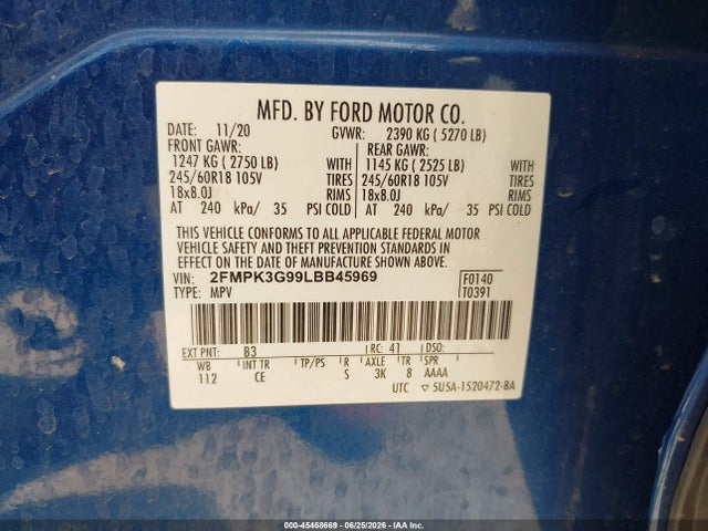 2FMPK3G99LBB45969 Ford EDGE SE