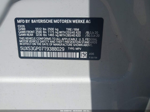BMW X3 30 Xdrive 2026 5UX53GP07T9388029 Image 9