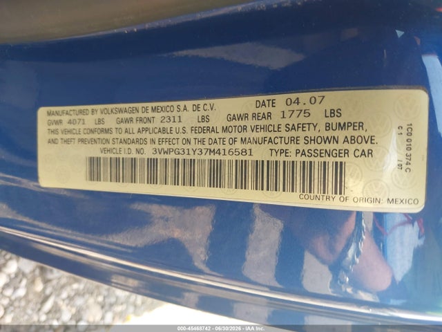 Продаж на аукціоні авто 2007 Volkswagen New Beetle 2.5 W/pzev (a6), vin: 3VWPG31Y37M416581, номер лоту: 45468742
