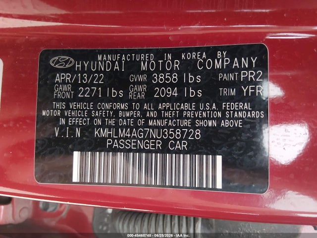 Hyundai ELANTRA SEL 2022 KMHLM4AG7NU358728 Image 9