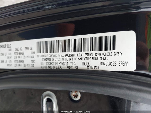 45468811 :رقم المزاد ، 1C6RR7FT4ES151711 vin ، 2014 Ram 1500 Express مزاد بيع