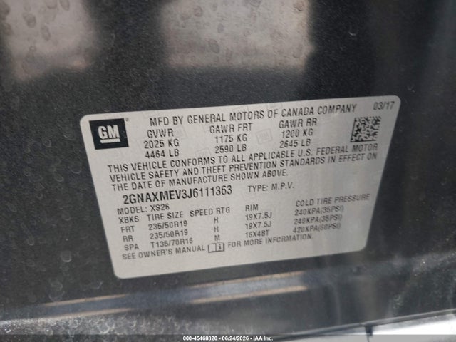 Chevrolet Equinox Premier 2018 2GNAXMEV3J6111363 Image 9
