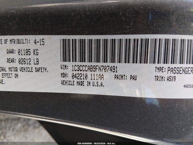 Продаж на аукціоні авто 2015 Chrysler 200 Limited, vin: 1C3CCCAB9FN707491, номер лоту: 45468865