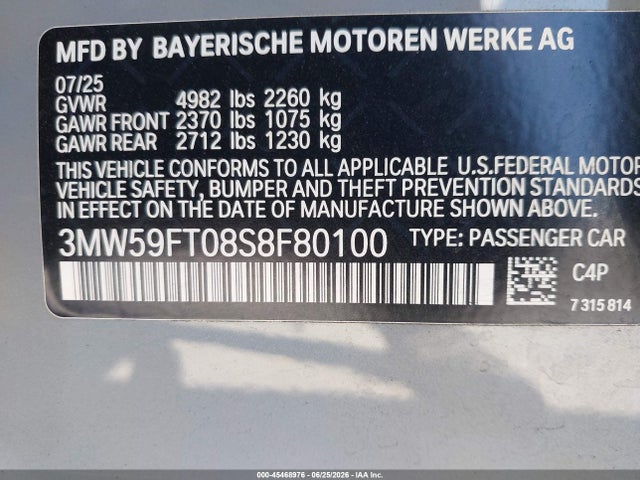 3MW59FT08S8F80100 BMW M340I