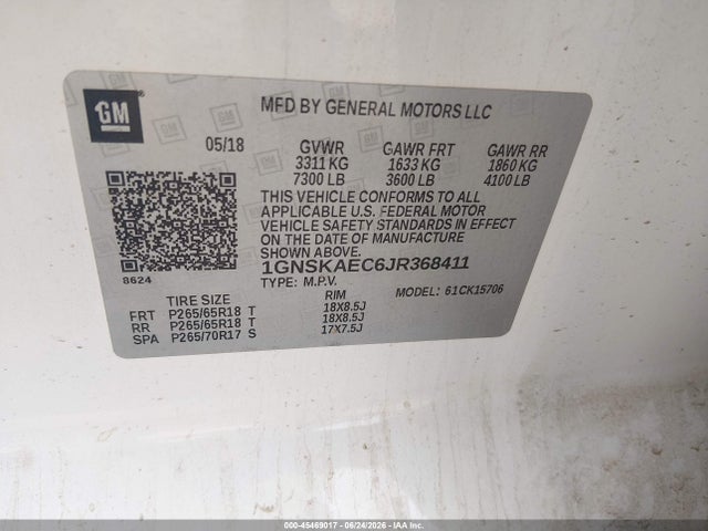 Chevrolet Tahoe Ls 2018 1GNSKAEC6JR368411 Image 9