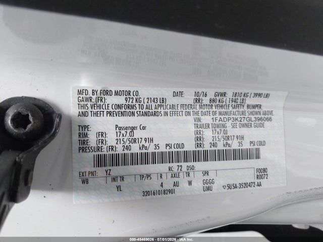 Ford FOCUS SE 2016 1FADP3K27GL396066 Image 9