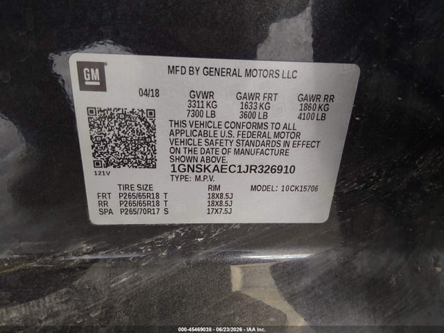 1GNSKAEC1JR326910 Chevrolet Tahoe Ls