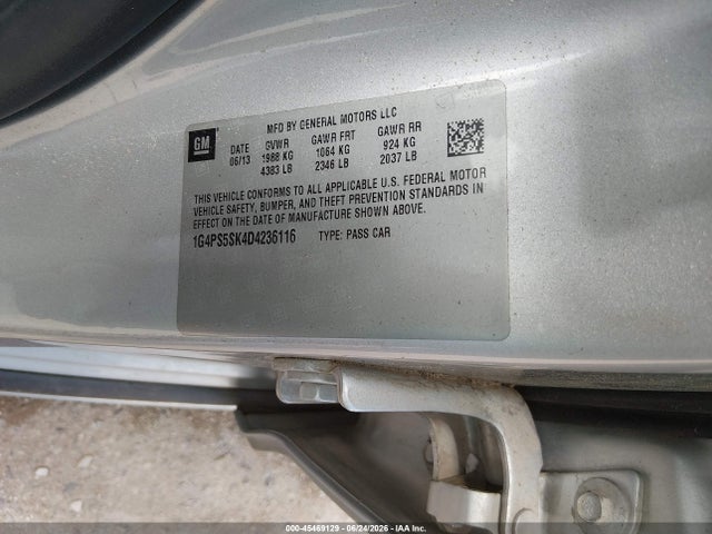 2013 Buick Verano Leather Group მანქანა იყიდება აუქციონზე, vin: 1G4PS5SK4D4236116, აუქციონის ნომერი: 45469129