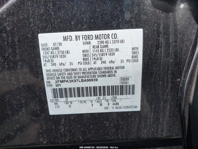 Ford Edge Titanium 2020 2FMPK3K97LBA96939 Image 9