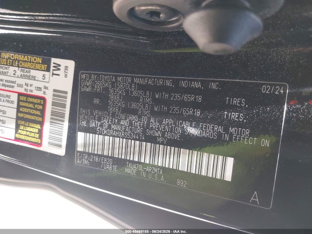 Toyota Highlander Xle 2024 5TDKDRAHXRS534414 Image 9