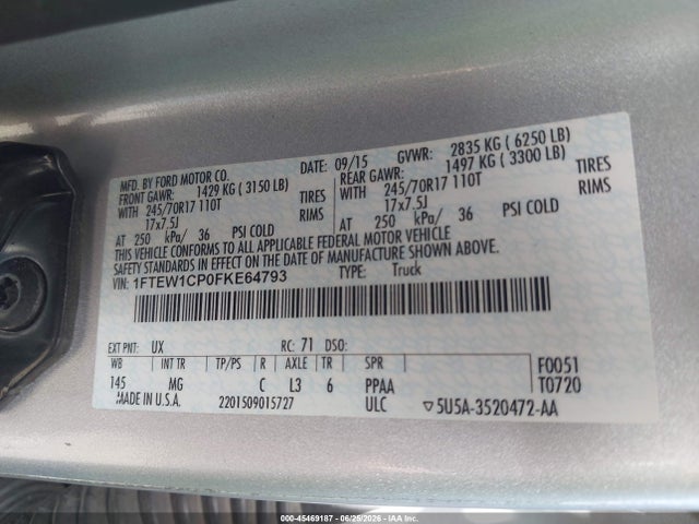 Ford F-150 Xlt 2015 1FTEW1CP0FKE64793 Image 9