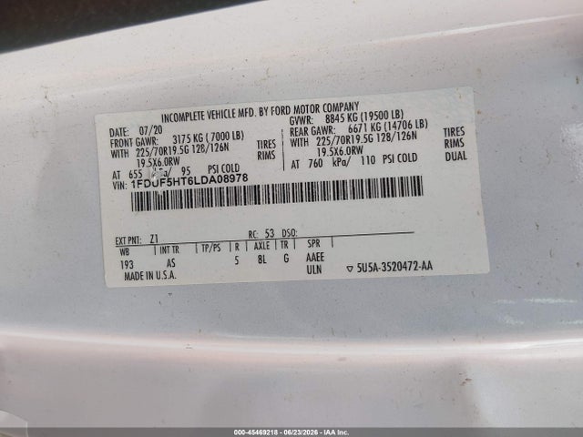 Aukcja sprzedaży 2020 Ford F-550 Chassis Xl/xlt, vin: 1FDUF5HT6LDA08978, numer aukcji: 45469218