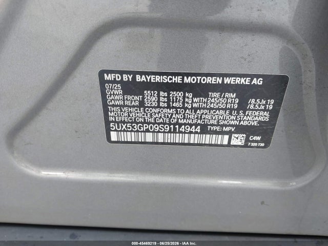 BMW X3 30 Xdrive 2025 5UX53GP09S9114944 Image 9