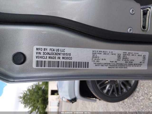 Продажа на аукционе авто 2022 Jeep Compass High Altitude 4x4, vin: 3C4NJDCB2NT181510, номер лота: 45469256