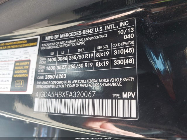 4JGDA5HBXEA320067 Mercedes-Benz Ml 350 4matic