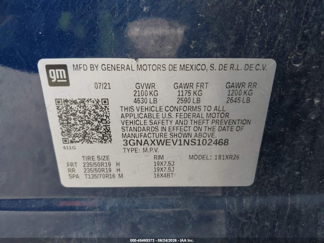 Chevrolet Equinox Awd Rs 2022 3GNAXWEV1NS102468 Image 9