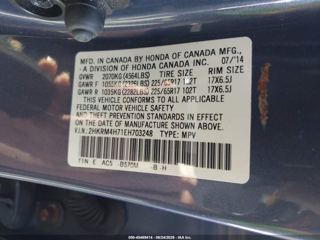 Honda Cr-v Ex-l 2014 2HKRM4H71EH703248 Image 9