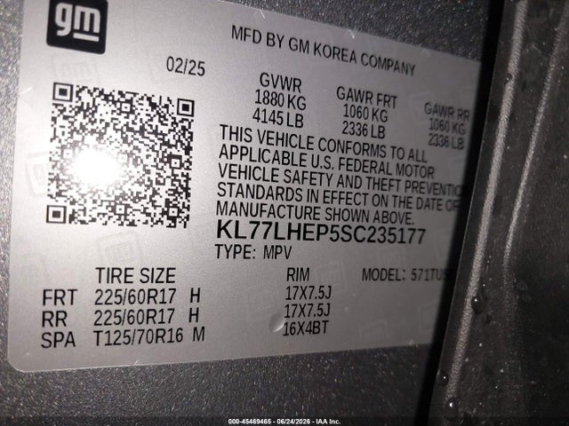 KL77LHEP5SC235177 Chevrolet Trax Fwd Lt