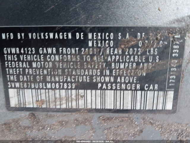 2020 Volkswagen Jetta 1.4t Sel მანქანა იყიდება აუქციონზე, vin: 3VWEB7BU8LM067839, აუქციონის ნომერი: 45469493