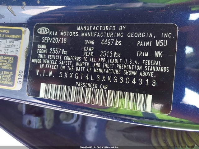 KIA Optima Lx 2019 5XXGT4L3XKG304313 Image 9