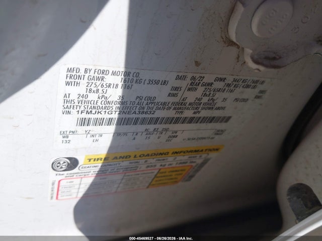 1FMJK1GT2NEA38632 Ford Expedition Xl Max
