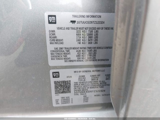 GMC SIERRA 1500 2026 1GTUUCED5TZ122324 Image 9