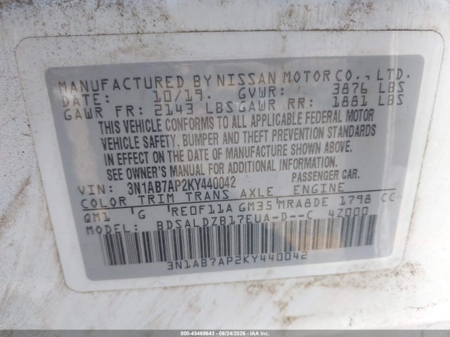 Nissan SENTRA SV 2019 3N1AB7AP2KY440042 Image 9