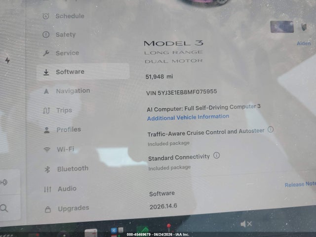 45469679 :رقم المزاد ، 5YJ3E1EB8MF075955 vin ، 2021 Tesla Model 3 Long Range Dual Motor All-wheel Drive مزاد بيع