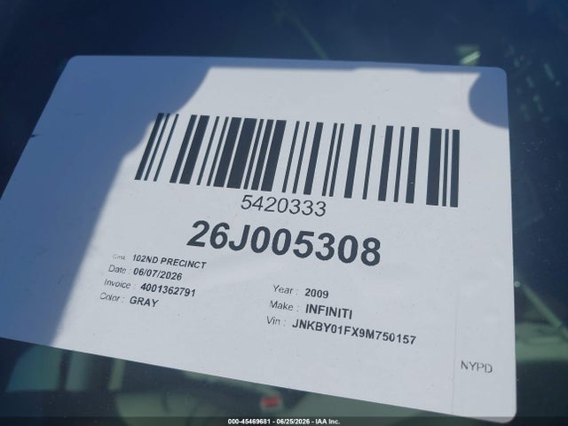 Продажа на аукционе авто 2009 Infiniti M45x, vin: JNKBY01FX9M750157, номер лота: 45469681