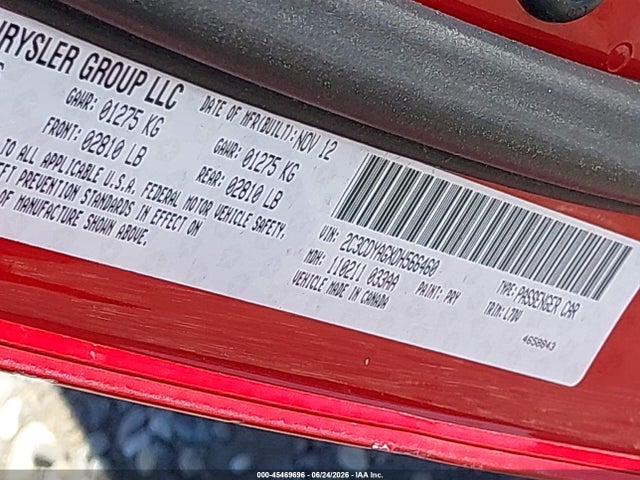 45469696 :رقم المزاد ، 2C3CDYAGXDH566460 vin ، 2013 Dodge Challenger Sxt مزاد بيع