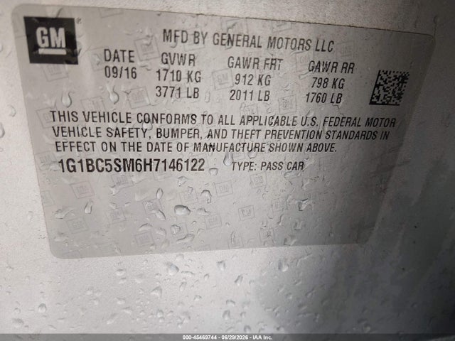1G1BC5SM6H7146122 Chevrolet Cruze Ls Auto