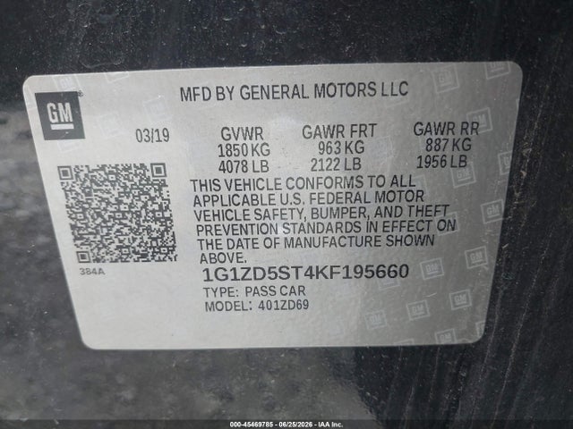 Chevrolet MALIBU LT 2019 1G1ZD5ST4KF195660 Image 9