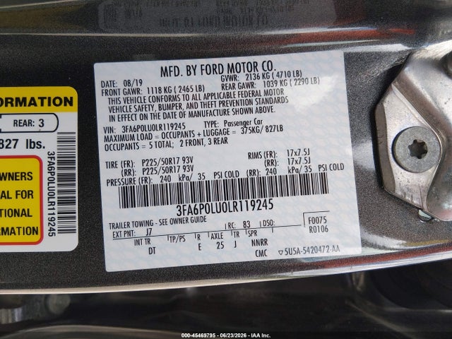 Ford Fusion Hybrid Se 2020 3FA6P0LU0LR119245 Image 9